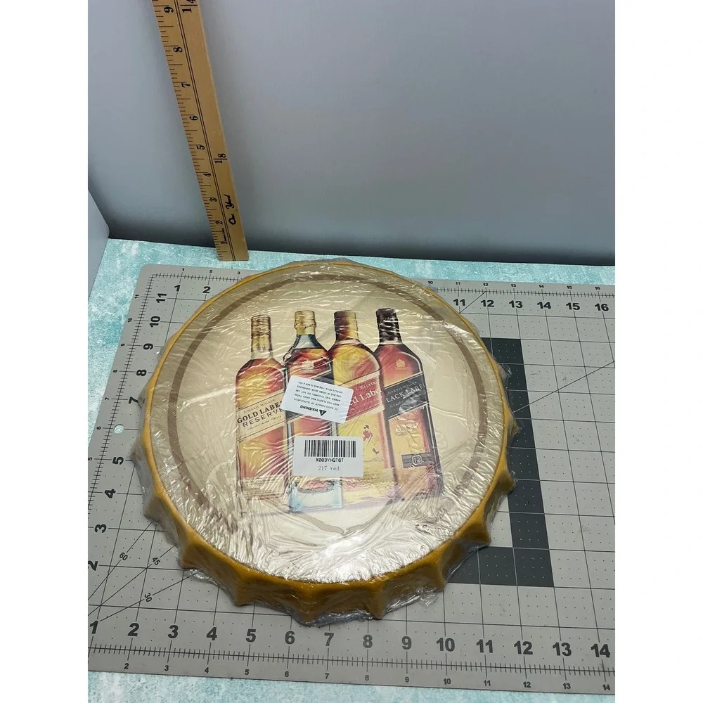 Johnnie Walker Scotch Whisky Metal Bottle Cap Wall Sign Bar Decor‎ 14 Inch NEW